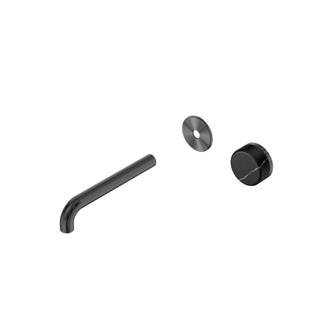 Nero Serenity Progressive Wall Basin Mixer 220mm Spout With Marquina Black Handle Trim Kit Only Gun Metal 24E127GM - The Blue Space