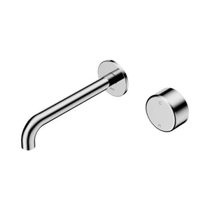 Nero Serenity Progressive Wall Basin Mixer 220mm Spout With Metal Handle Chrome