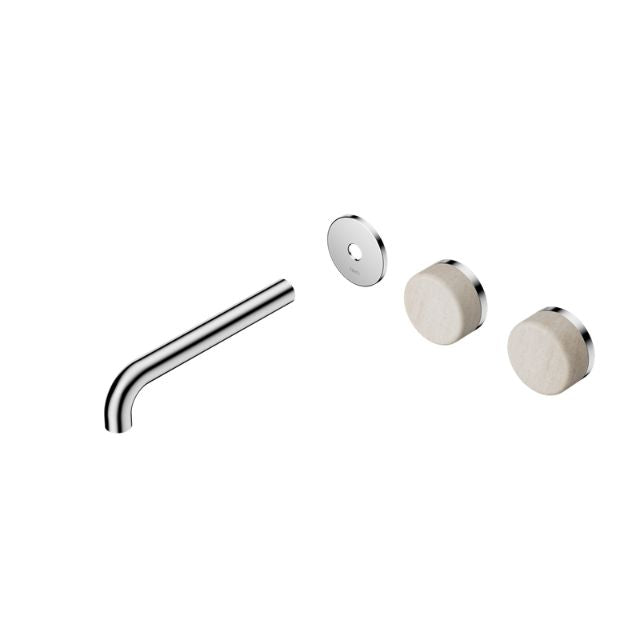 Nero Serenity Wall Basin Set 160mm Offset spout With Rome Travertine Handle Trim Kit Only Chrome 24D094CH - The Blue Space
