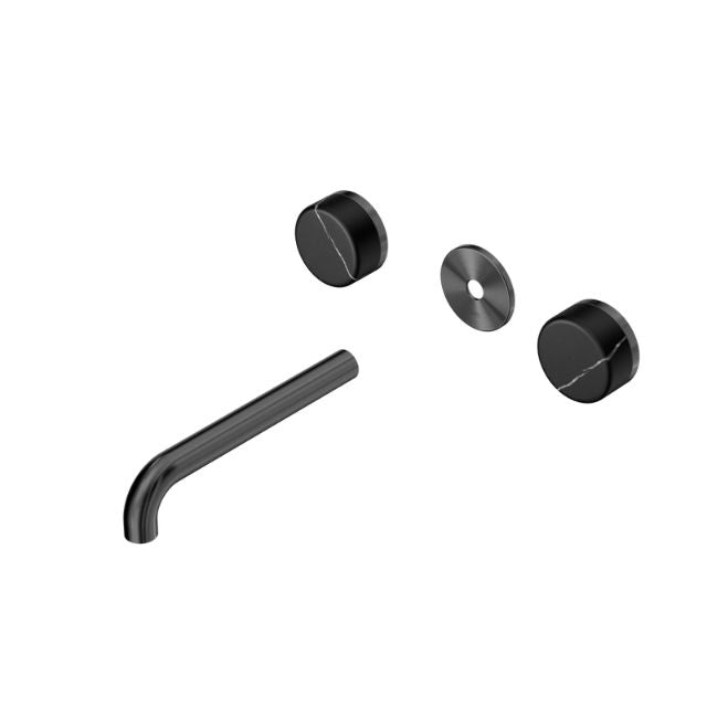 Nero Serenity Wall Basin Set 160mm Spout With Marquina Black Handle Trim Kit Only Gun Metal 24D110GM - The Blue Space