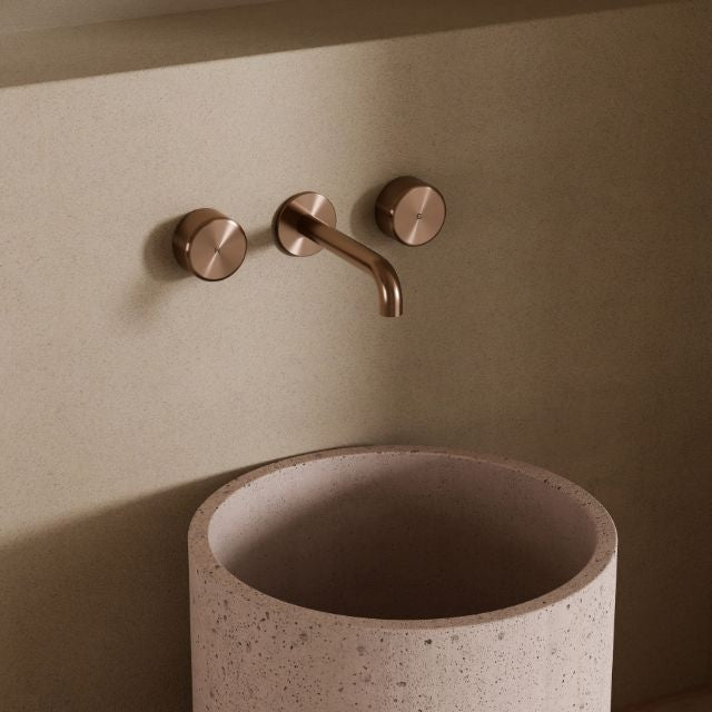 Nero Serenity Wall Basin Set 160mm Spout With Metal Handle Brushed Bronze 24D040BZ - The Blue Space