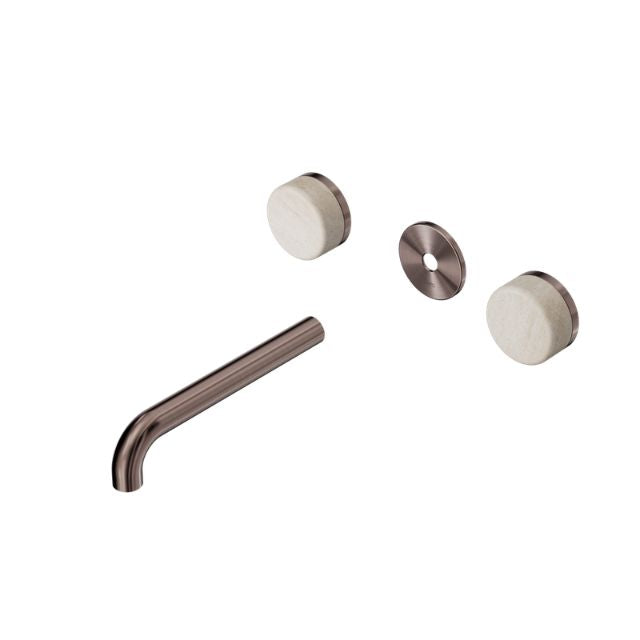 Nero Serenity Wall Basin Set 160mm Spout With Rome Travertine Handle Trim Kit Only Brushed Bronze 24D076BZ - The Blue Space