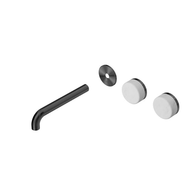 Nero Serenity Wall Basin Set 185mm Offset spout With Carrara Handle Trim Kit Only Gun Metal 24D098GM - The Blue Space