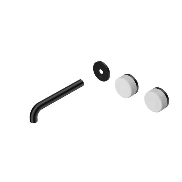 Nero Serenity Wall Basin Set 185mm Offset spout With Carrara Handle Trim Kit Only Matte Black 24D098MB - The Blue Space