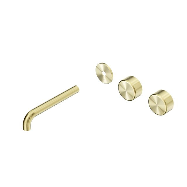 Nero Serenity Wall Basin Set 185mm Offset spout With Metal Handle Trim Kit Only Brushed Gold 24D103BG - The Blue Space