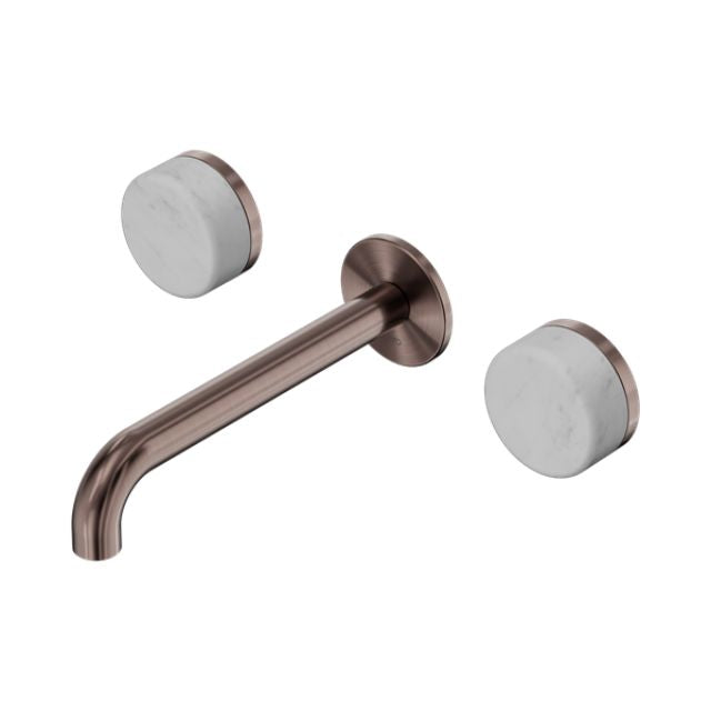 Nero Serenity Wall Basin Set 185mm Spout With Carrara Handle Brushed Bronze 24D041BZ - The Blue Space