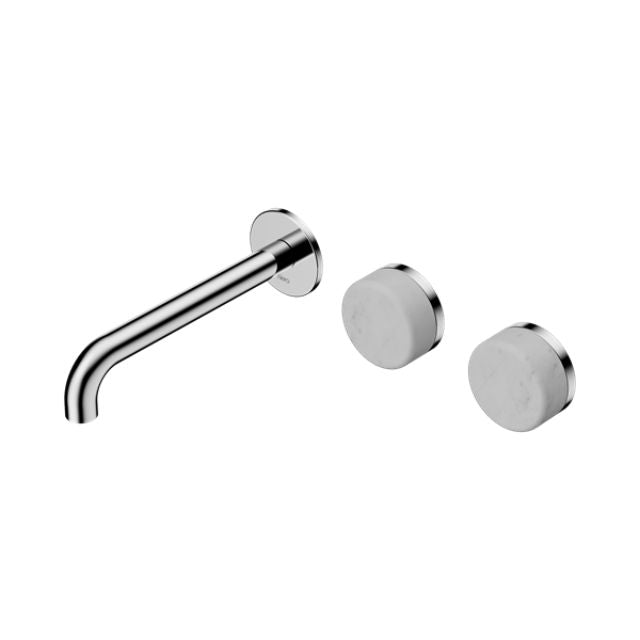 Nero Serenity Wall Basin Set 220mm Offset Spout With Carrara Handle Chrome 24D065CH - The Blue Space