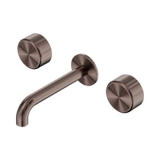 Nero Serenity Wall Basin Set 220mm Spout With Metal Handle Brushed Bronze 24D052BZ - The Blue Space