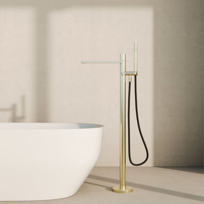 Nero Pure SS316L Freestanding Bath Mixer Brushed Gold