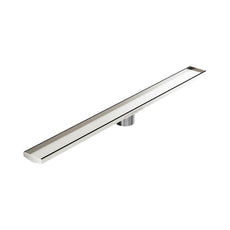 Nero Tile Insert V Channel 1200x106mm Floor Grate 90mm Outlet Brushed Nickel NRFG005HSBN_KIT - The Blue Space