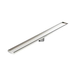 Nero Tile Insert V Channel 1200x106mm Floor Grate 90mm Outlet Brushed Nickel