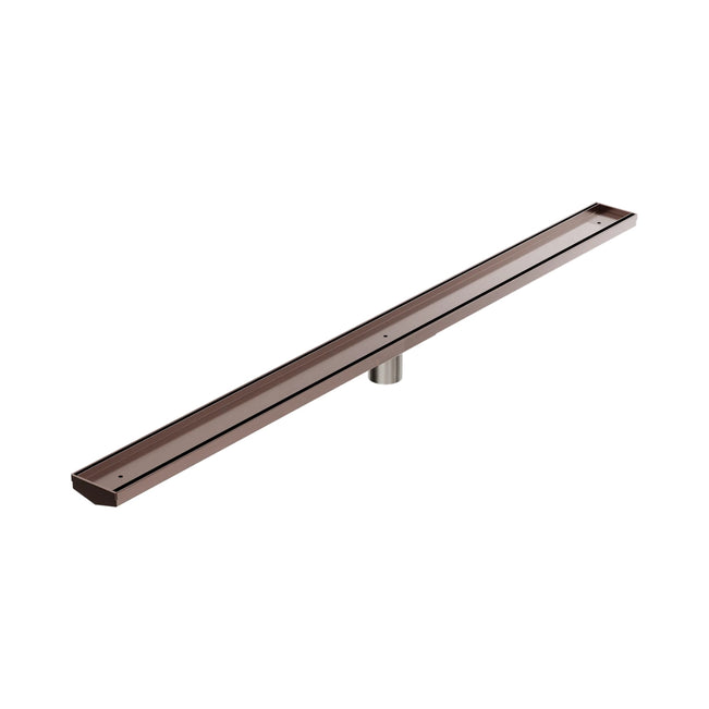 Nero Tile Insert V Channel 1200x82mm Floor Grate 50mm Outlet Brushed Bronze NRFG007HSBZ_KIT - The Blue Space