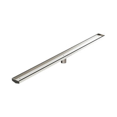 Nero Tile Insert V Channel 1200x82mm Floor Grate 50mm Outlet Brushed Nickel NRFG007HSBN_KIT - The Blue Space