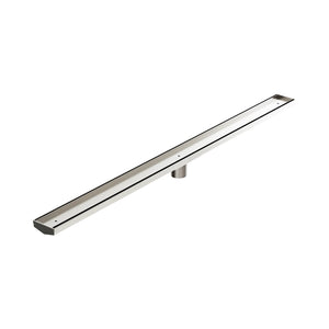 Nero Tile Insert V Channel 1200x82mm Floor Grate 50mm Outlet Brushed Nickel
