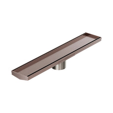 Nero Tile Insert V Channel 600x106mm Floor Grate 80mm Outlet Brushed Bronze NRFG008HSBZ_KIT - The Blue Space