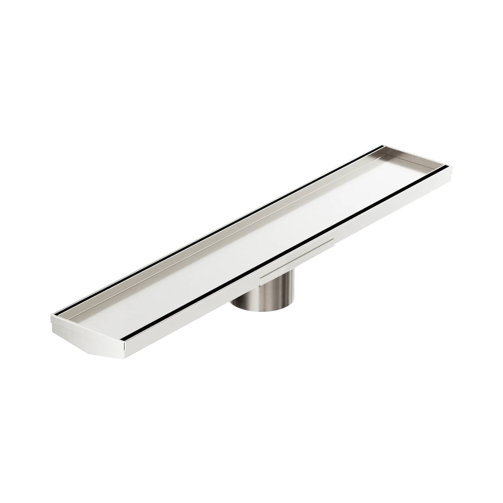 Nero Tile Insert V Channel 600x106mm Floor Grate 80mm Outlet Brushed Nickel NRFG008HSBN_KIT - The Blue Space