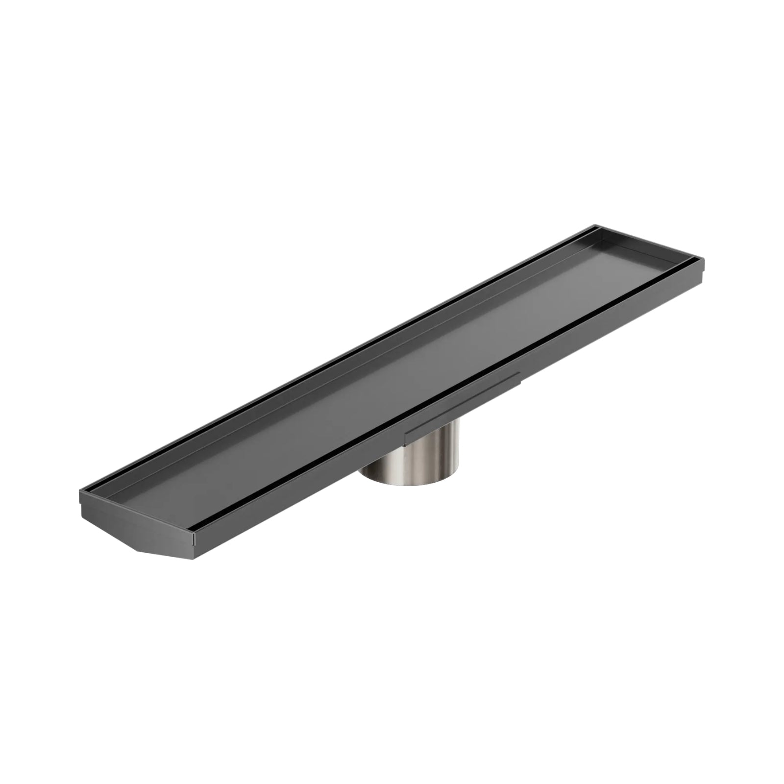 Nero Tile Insert V Channel 600x106mm Floor Grate 80mm Outlet Gun Metal NRFG008HSGM_KIT - The Blue Space
