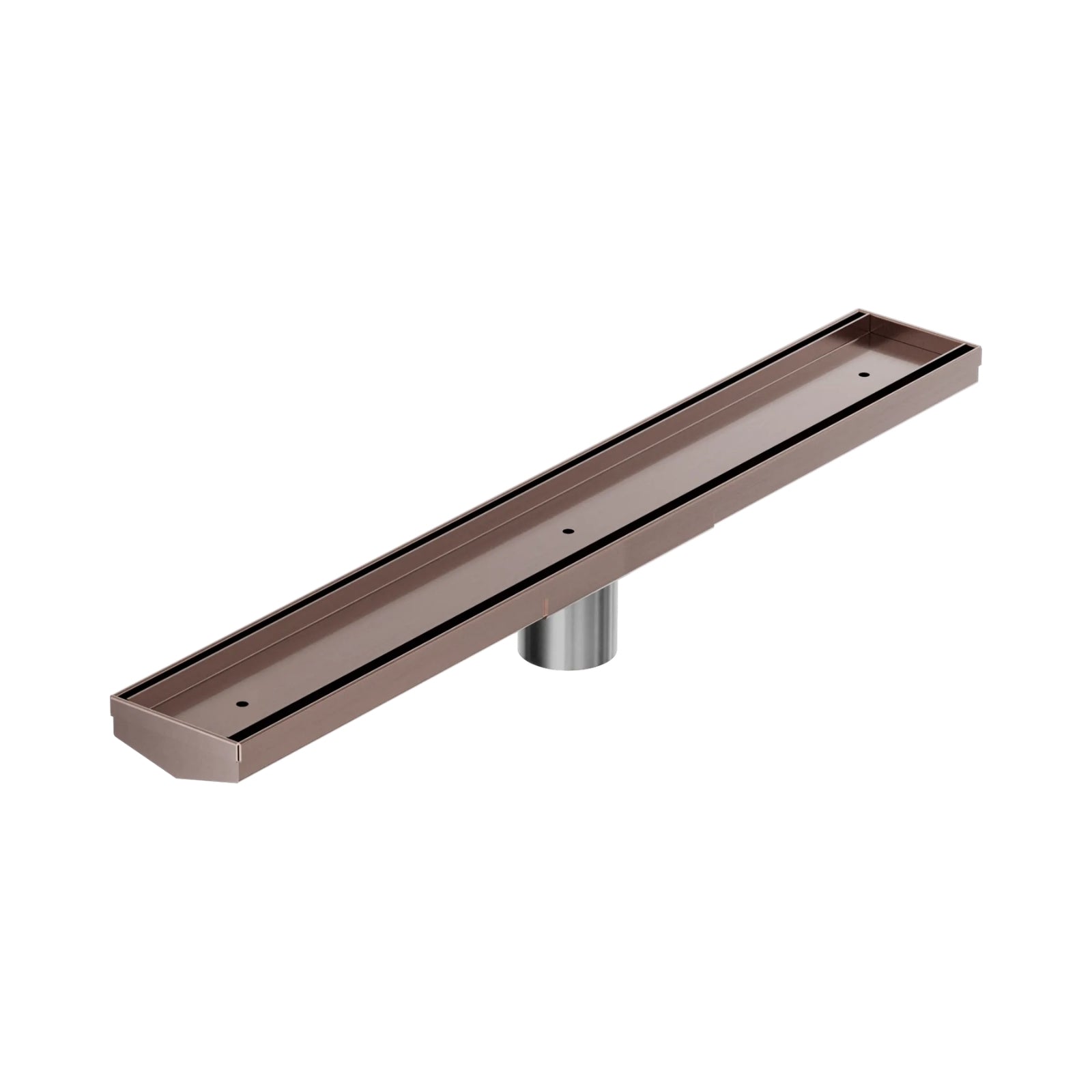 Nero Tile Insert V Channel 600x82mm Floor Grate 50mm Outlet Brushed Bronze NRFG006HSBZ_KIT - The Blue Space