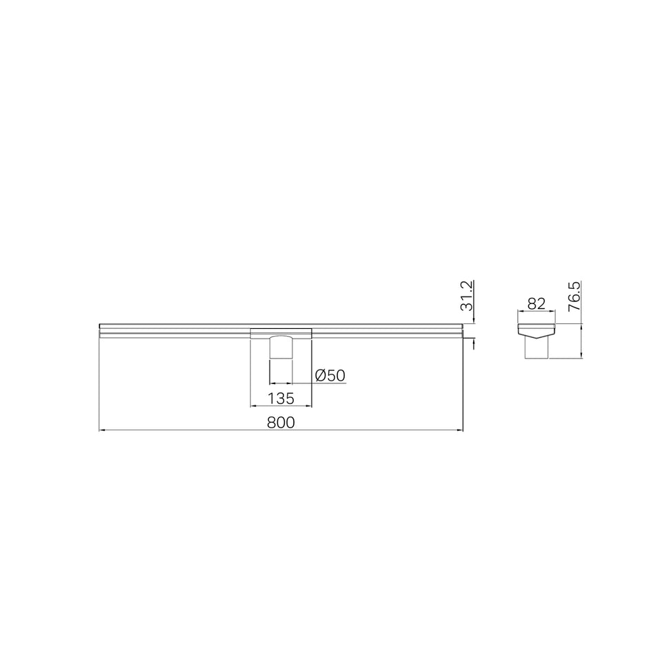 Nero Tile Insert V Channel 800x82mm Floor Grate 50mm Outlet Brushed Bronze