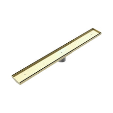 Nero Tile Insert V Channel 900x106mm Floor Grate 80mm Outlet Brushed Gold NRFG003HSBG - The Blue Space