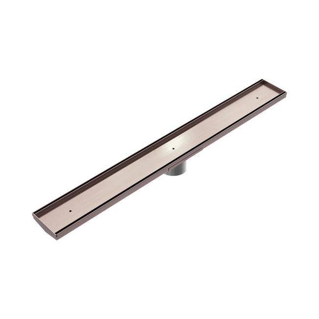 Nero Tile Insert V Channel 900x106mm Floor Grate 90mm Outlet Brushed Bronze NRFG001HSBZ_KIT - The Blue Space