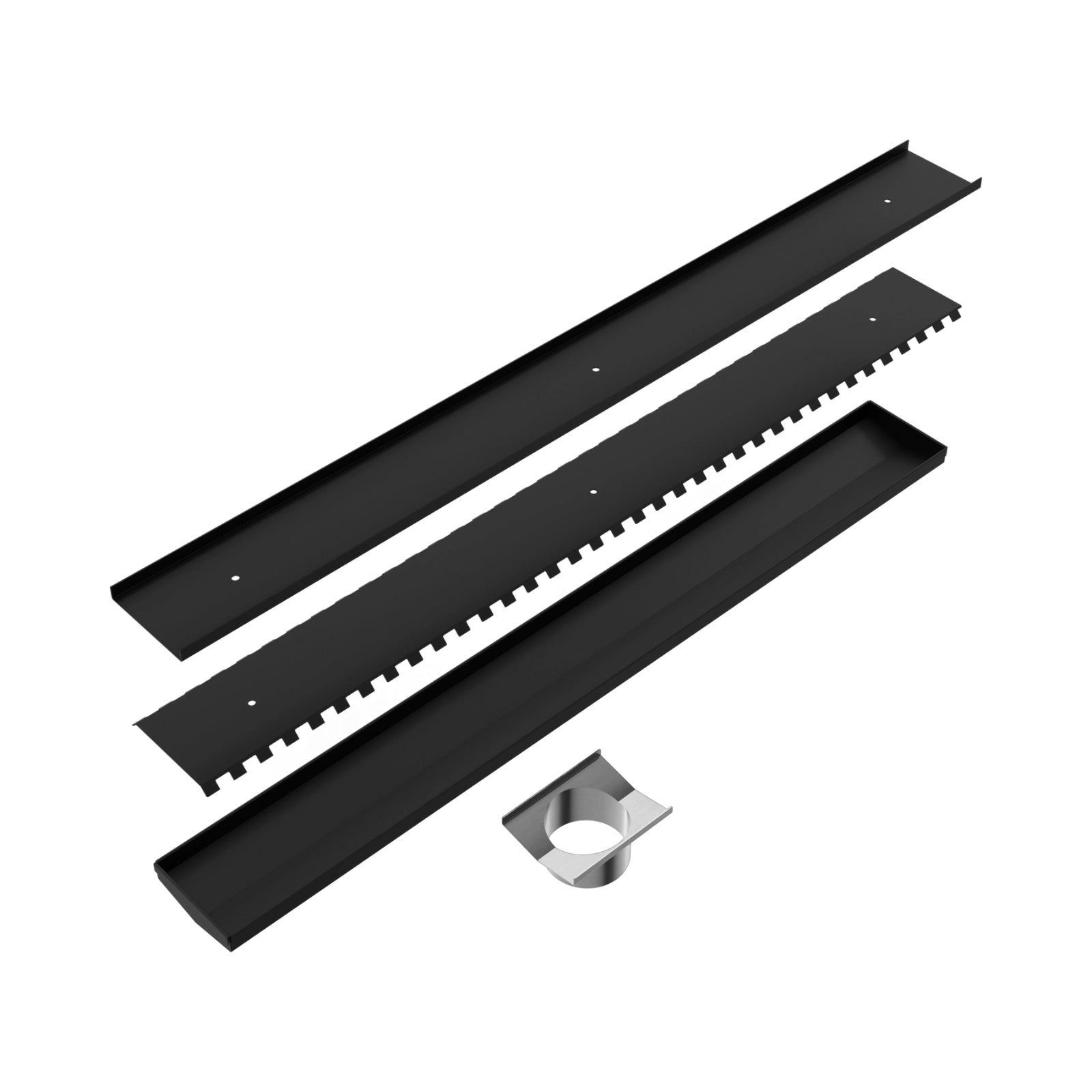 Parts Nero Tile Insert V Channel 900x106mm Floor Grate 90mm Outlet Matte Black NRFG001HSMB - The Blue Space