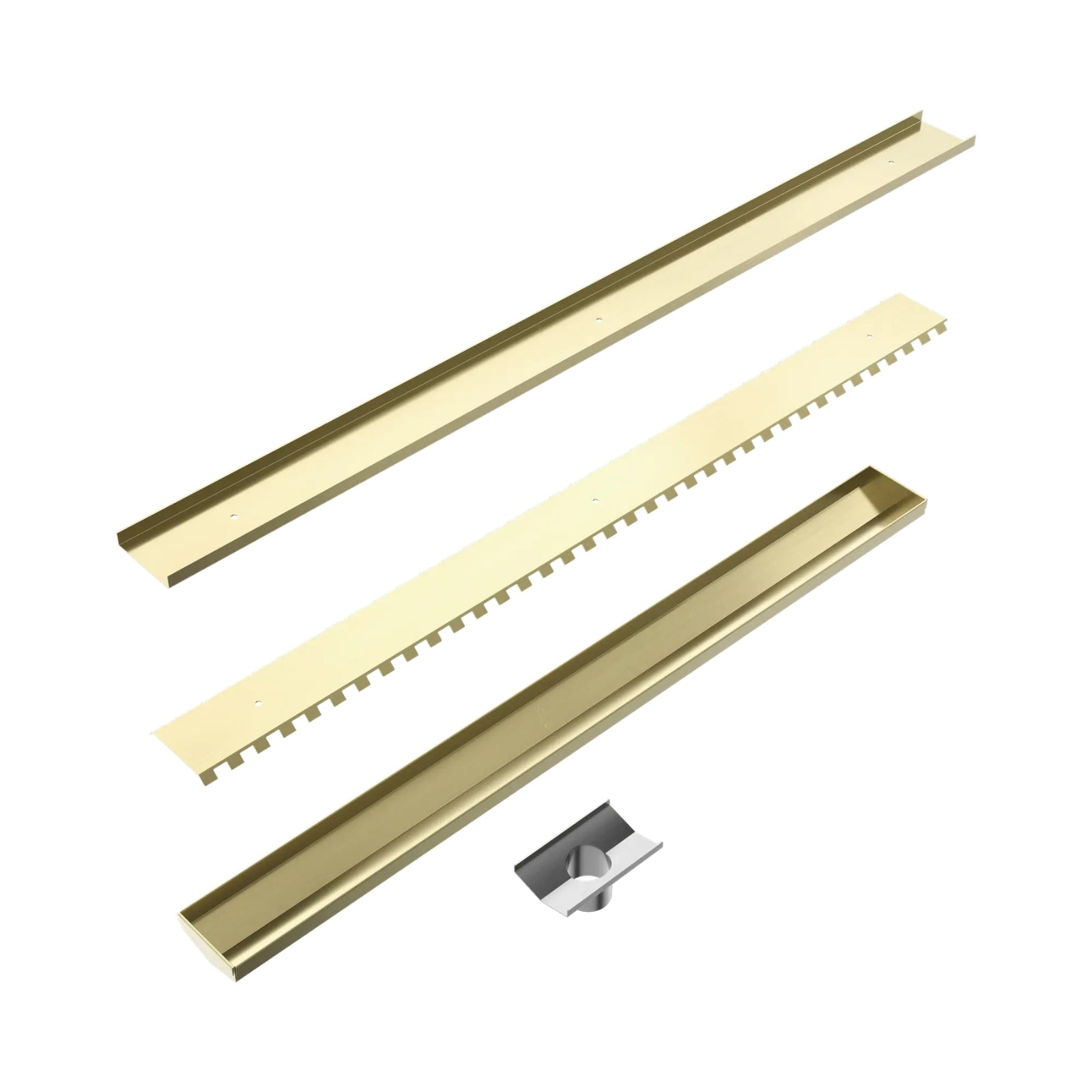 Parts Nero Tile Insert V Channel 900x82mm Floor Grate 50mm Outlet Brushed Gold NRFG002HSBG_KIT - The Blue Space