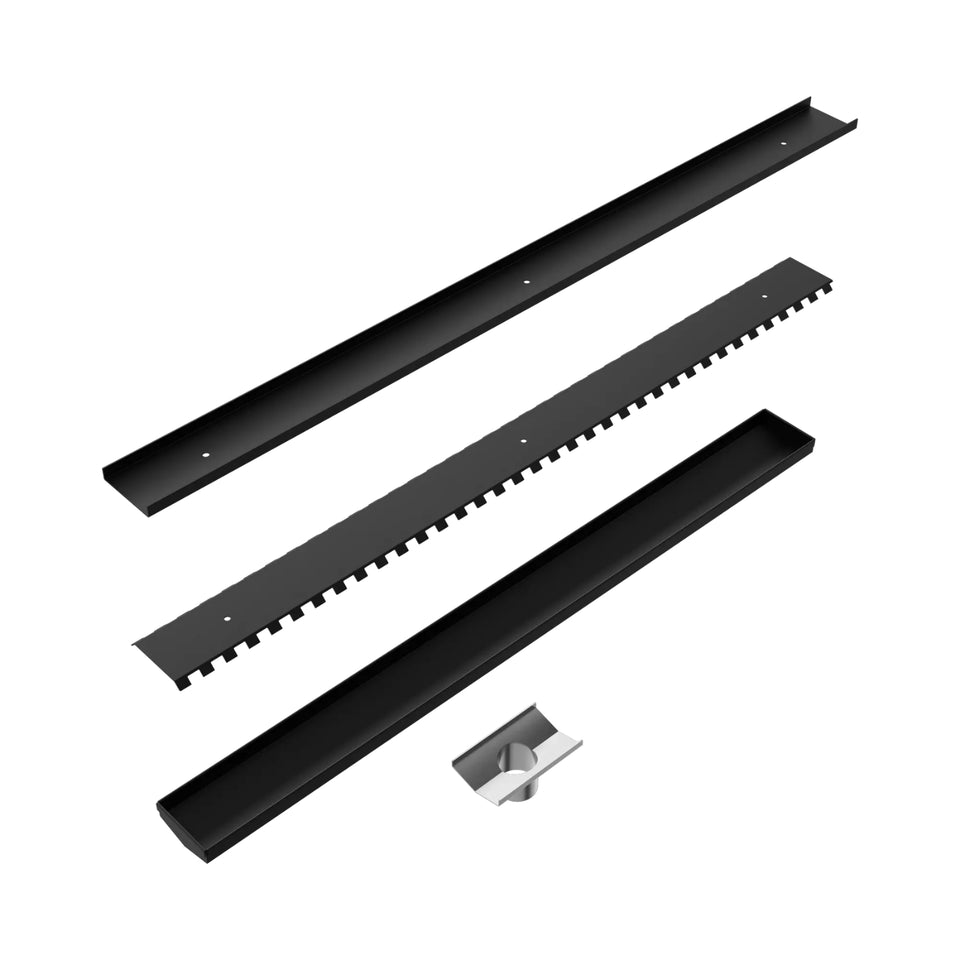 Nero Tile Insert V Channel 900x82mm Floor Grate 50mm Outlet Matte Black