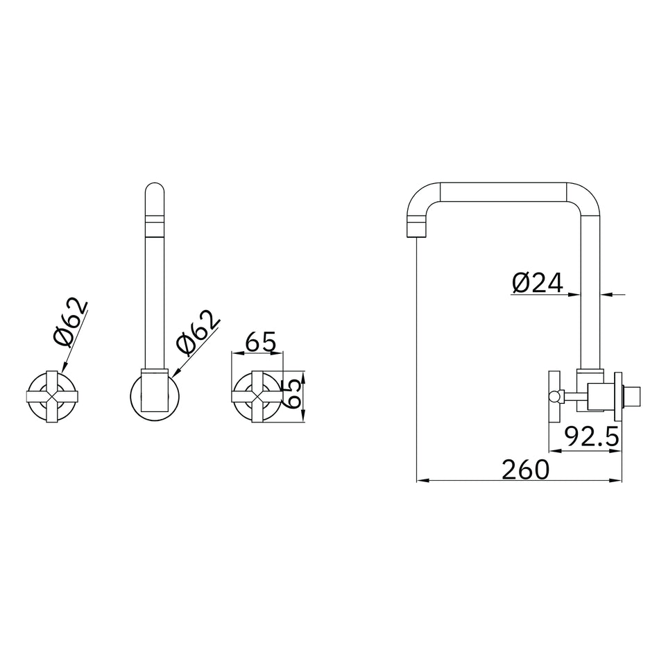 Nero X Plus Wall Kitchen Set Swivel Spout Brushed Nickel