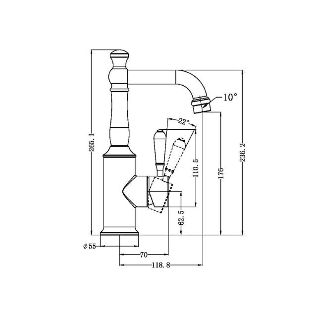 Nero York Basin Mixer With White Porcelain Lever Brushed Nickel