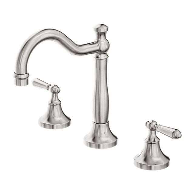 Nero York Basin Set With Metal Lever Brushed Nickel NR692102A02BN - The Blue Space