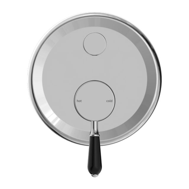 Buy Online Nero York Shower Mixer With Diverter With Black Porcelain Lever Chrome NR692109a03CH - The Blue Space