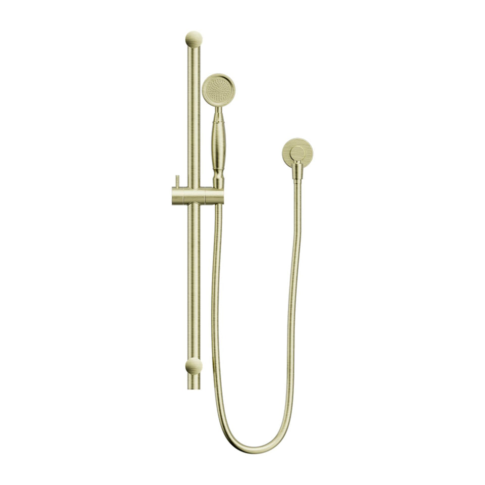 Nero York Shower Rail With Metal Hand Shower Aged Brass
