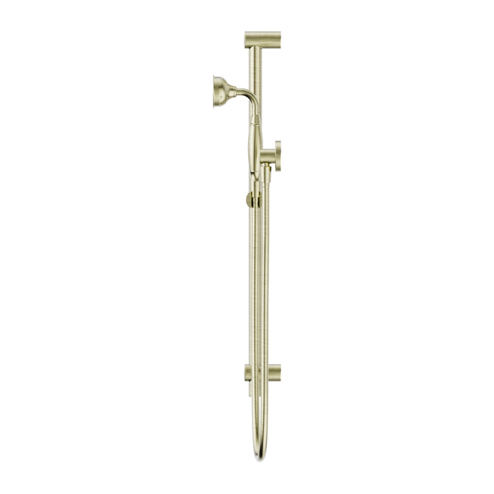 Side Nero York Shower Rail With Metal Hand Shower Aged Brass NR692105A02AB - The Blue Space