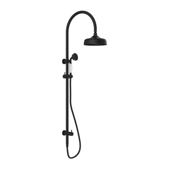 Nero York Twin Shower With White Porcelain Hand Shower Matte Black