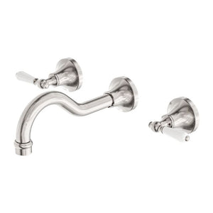 Nero York Wall Basin Set With White Porcelain Lever Brushed Nickel