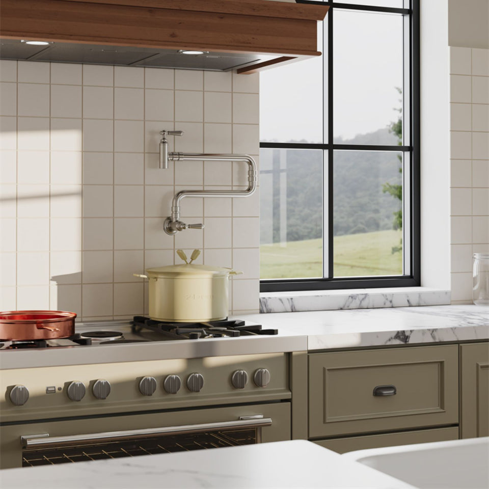Nero York Wall Mounted Pot Filler Brushed Nickel
