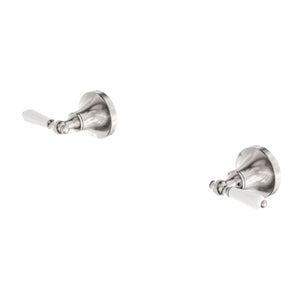Nero York Wall Top Assemblies With White Porcelain Lever Brushed Nickel