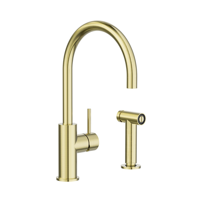 Nero Zen SS316L Kitchen Mixer With Hand Spray Brushed Gold NR162208BG - The Blue Space