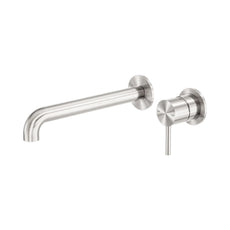 Nero Zen SS316L Wall Basin/Bath Mixer Separate Back Plate 230mm Spout Brushed Nickel NR162210B230BN_KIT - The Blue Space