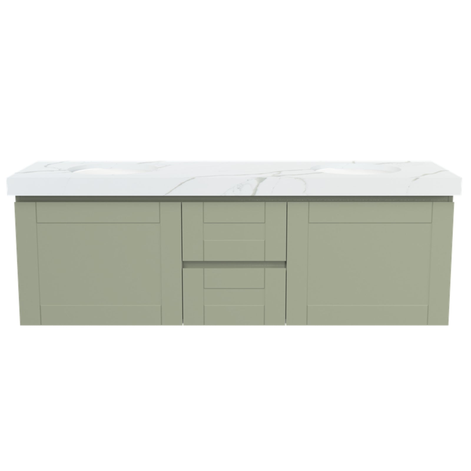 Timberline Victoria Wall Hung Vanity with Silksurface Freedom Top and Under Counter - 1500mm Double Basin | The Blue Space