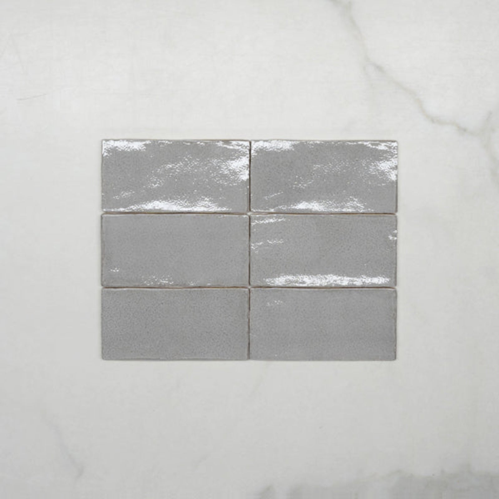 No Hand Nickel Grey Dianna Hand Made Subway Tile 75 x 150 x 9mm Spanish Ceramic  | The Blue Space