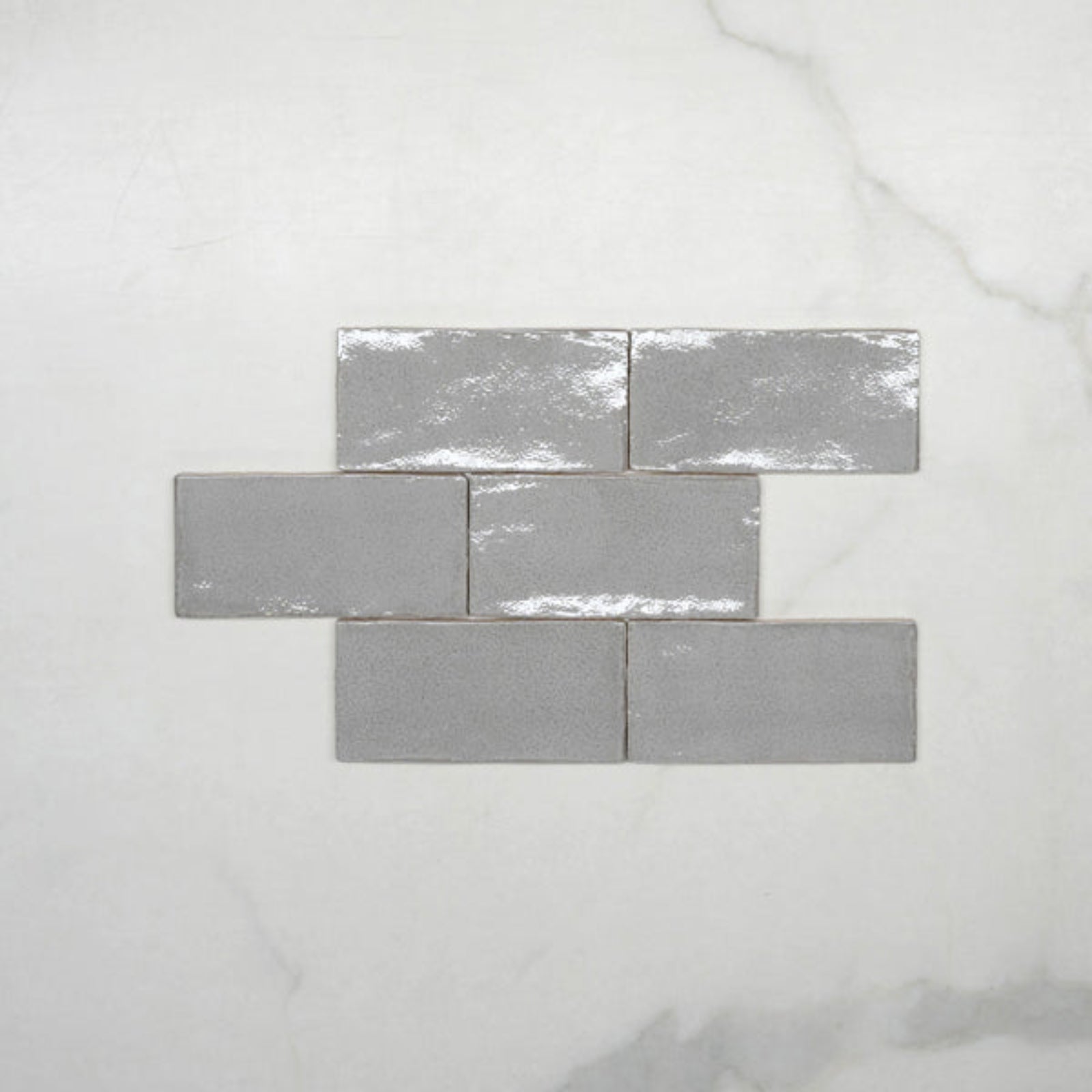 Pattern No Hand Nickel Grey Dianna Hand Made Subway Tile 75 x 150 x 9mm Spanish Ceramic  - The Blue Space