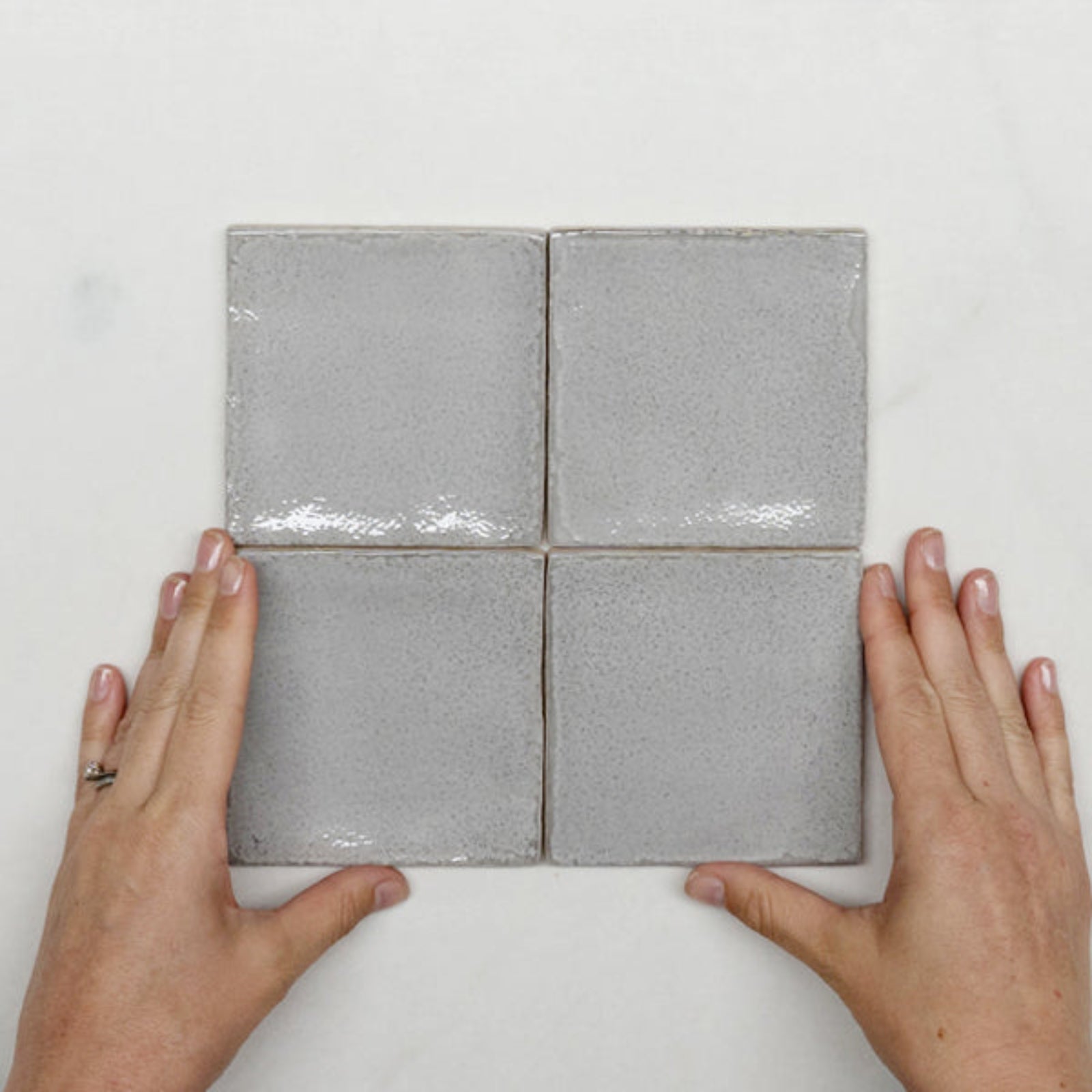With Hand Nickel Grey Dianna Zellige Tile 100 x 100 x 9mm Spanish Ceramic  - The Blue Space