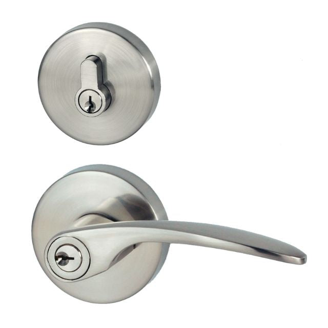 Nidus Collins Combination entry/deadbolt set brushed nickel finish visual pack P-L-C-COMB-BNV - The Blue Space