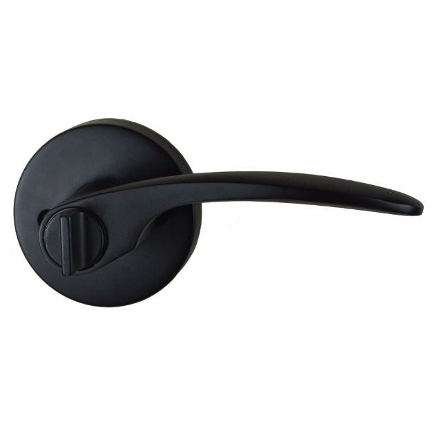 Nidus Collins Privacy lever set with latch matte black finish visual pack P-L-C-PRI-BL-V - The Blue Space