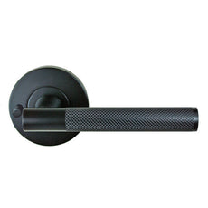 Nidus Knurled Domici Privacy Door Handle Set Matte Black MDOMKPRI-BL - The Blue Space