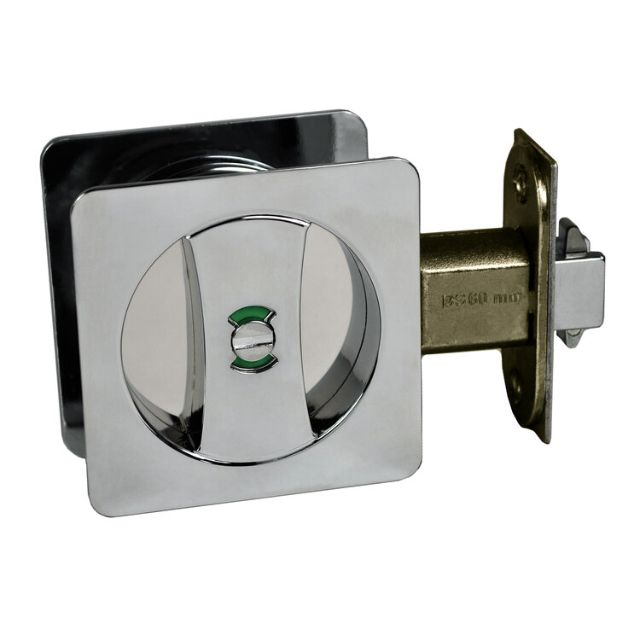 Nidus Lockable Sliding Cavity Door Square Backplate Privacy Set Include End Pull Polished Chrome