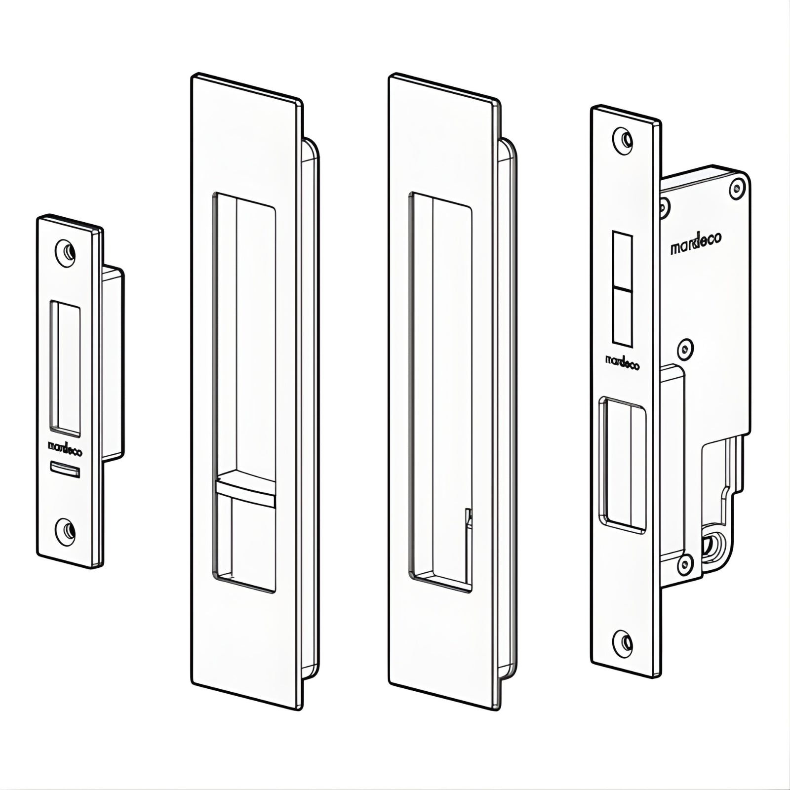 Line Drawing Nidus Mardeco Cavity Sliding Door Privacy Set Polished Chrome MSC-8004-SET-CP - The Blue Space