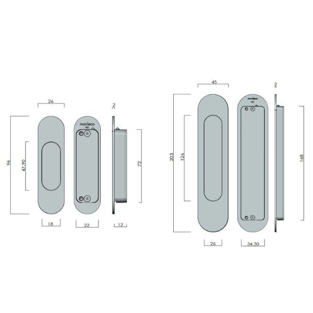 Nidus Mardeco radius flush pull set incl end pull Matte Black